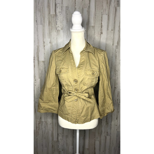 Banana Republic Women's Tan Lightweight Jacket Size 8 Belted Waist