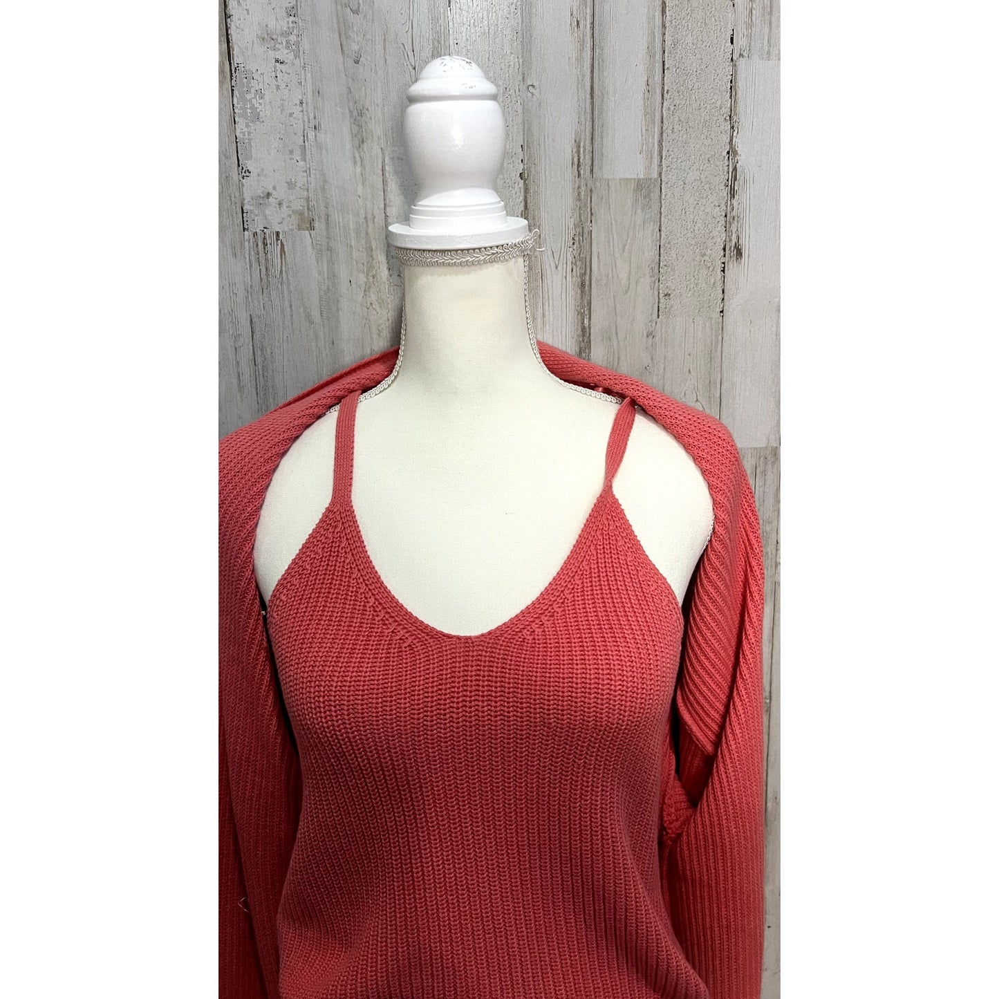 NWT Frye Women's Women's Small Coral Oversized Cardigan Sweater/ Tank Top Set