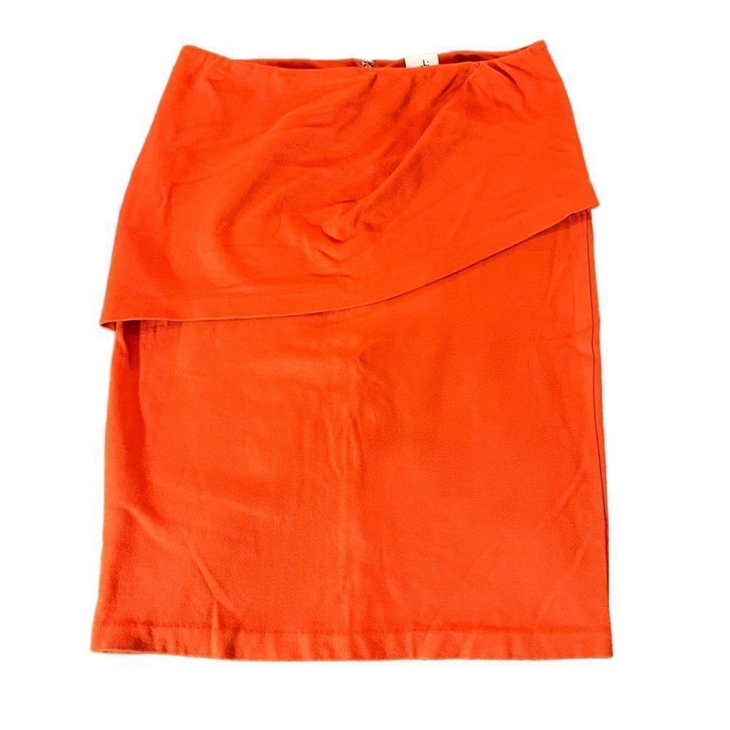 CAbi Pencil Skirt Womens Size 8 Turmeric Orange Draped Asymmetrical Knee