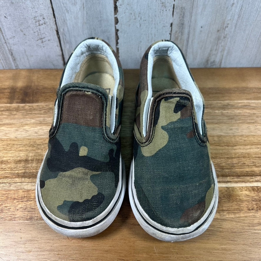 Vans Toddler Camo Slip-On Shoes Size 7.0 Multicolor Casual Kids