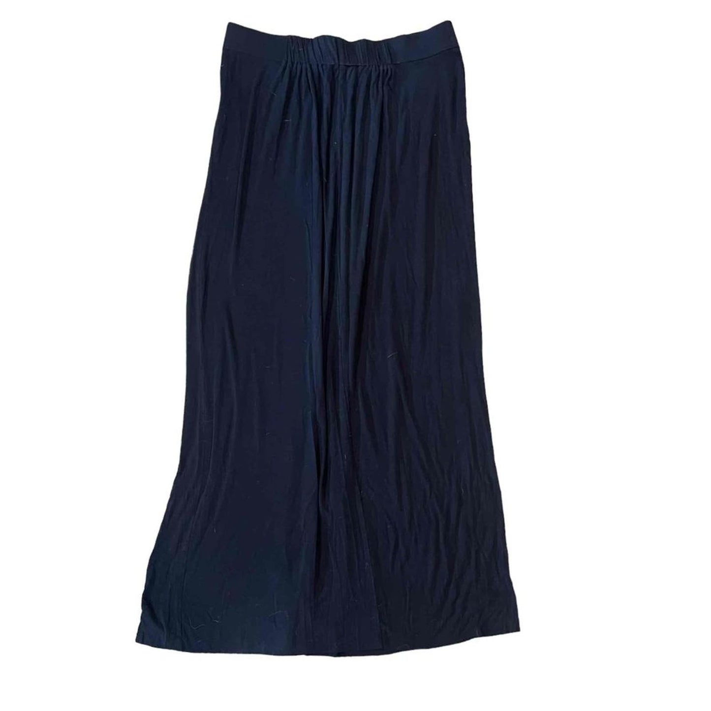 CAbi Pleated Solid Elastic Waistband Navy Maxi Skirt Size Medium