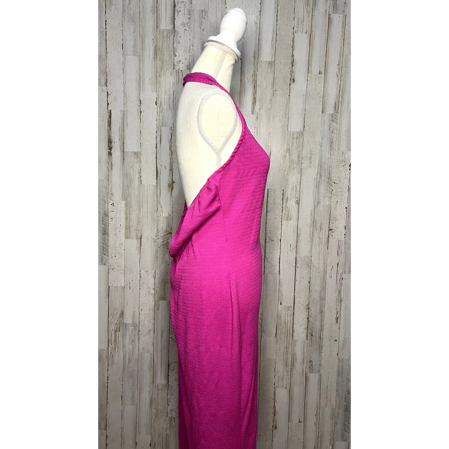 Fashion Nova Women's XL Pink Halter Sleeveless Maxi Dress Party Cocktail