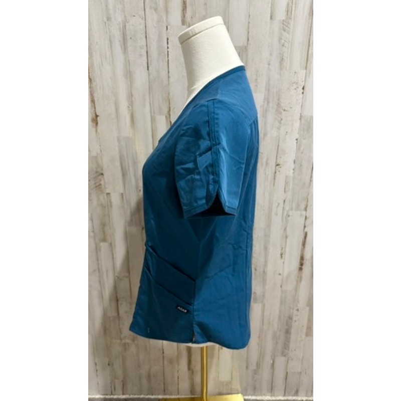 Adar Pro Scrub Top Womens XS Teal Caribbean Blue V-Neck Short Sleeve