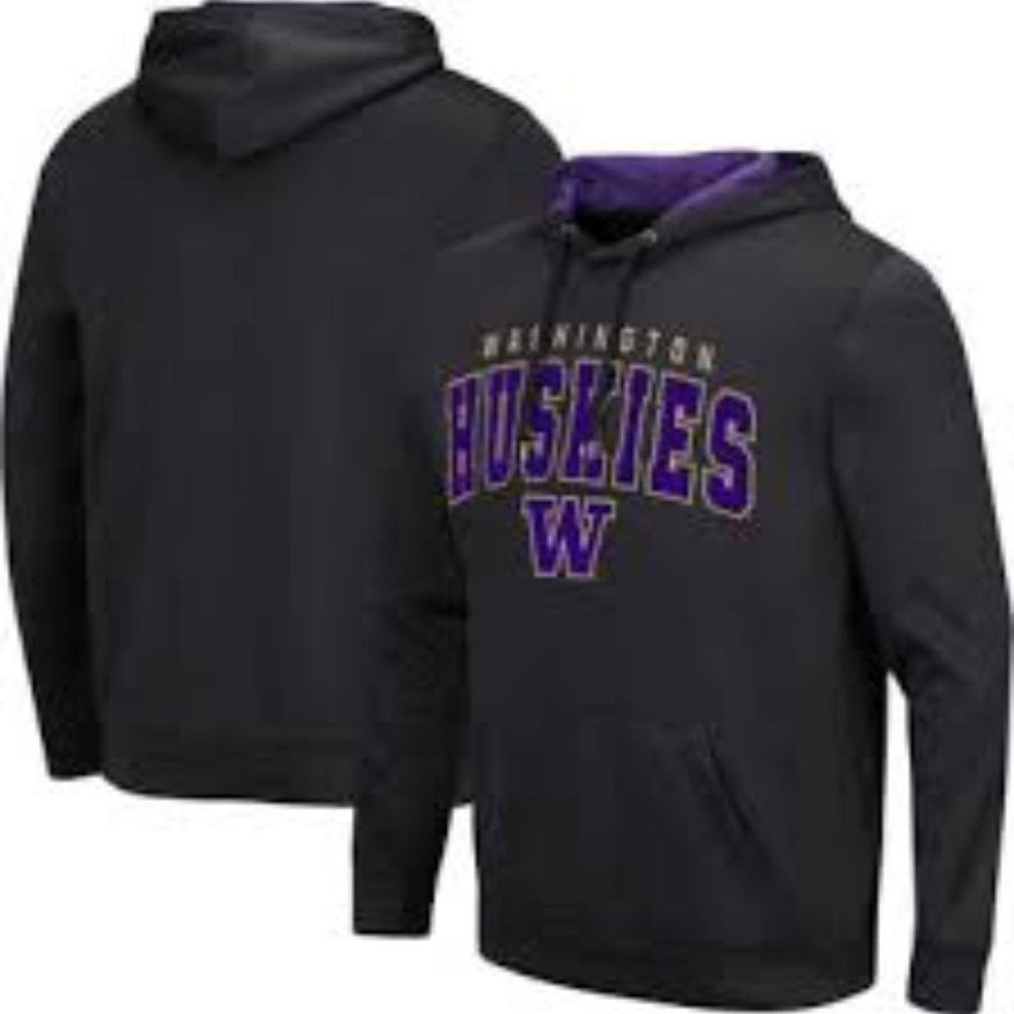 Men's Colosseum Black Washington Huskies Resistance Pullover Hoodie Size XL