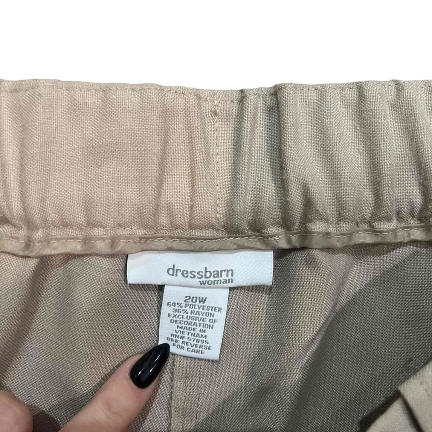 Dressbarn Women's Beige Elastic Waistband Dress Pants Size 20W