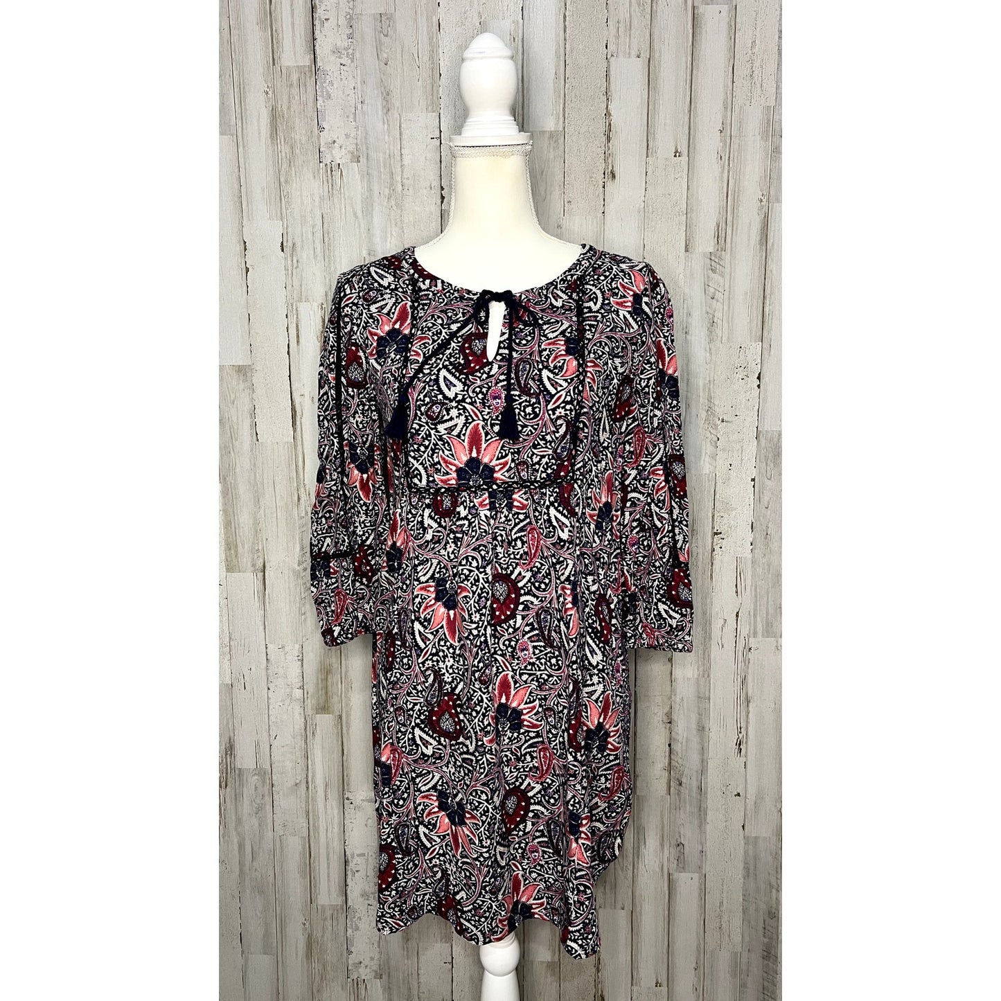 Lucky Brand Paisley Bell Sleeve Mini Dress Women's Small Multicolor Boho Chic