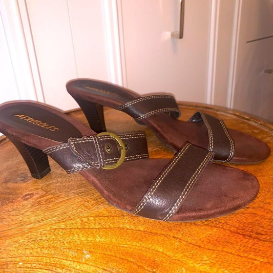 Aerosoles Trot Around brown leather heeled sandals 10M