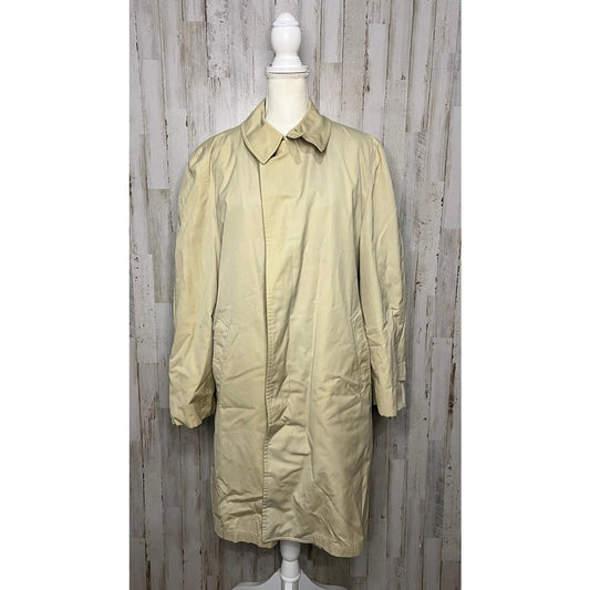 Vintage London Fog Men's Trench Coat Tan Size 42 Classic Button Front