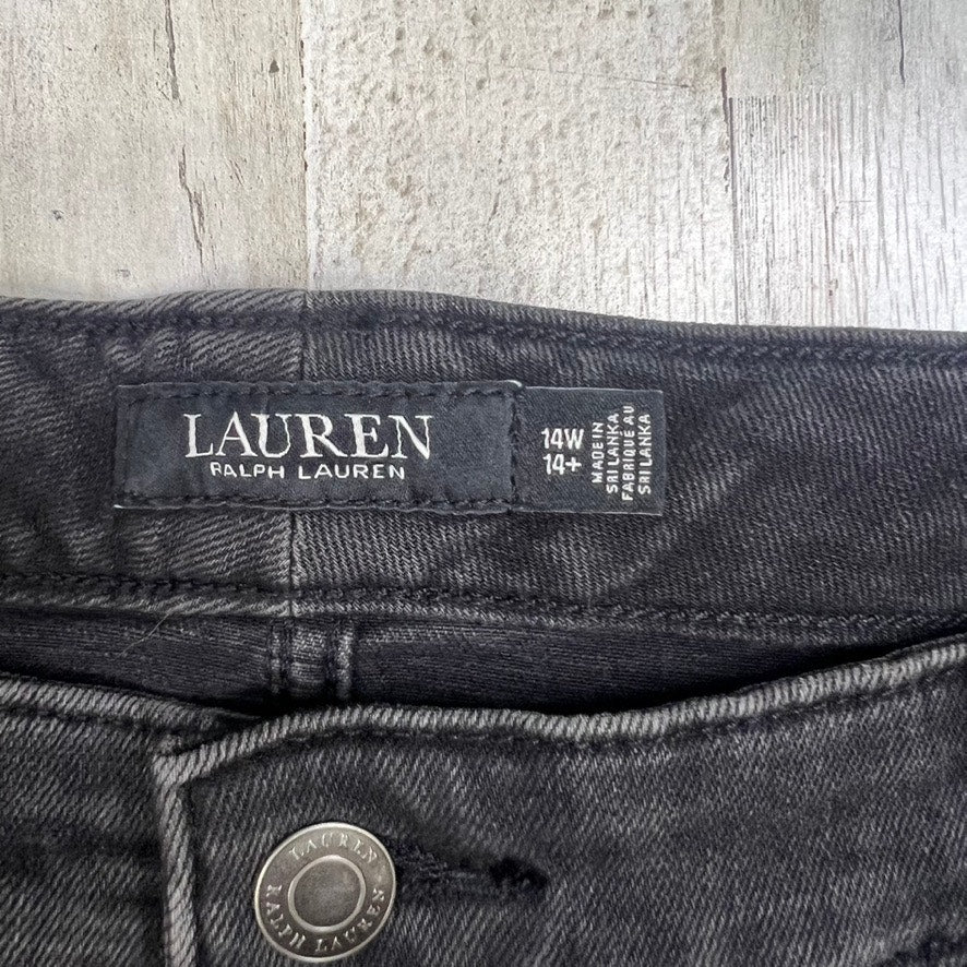 NWT Lauren Ralph Lauren Women's High-Rise Skinny Ankle Jeans Black Size 14W Plus