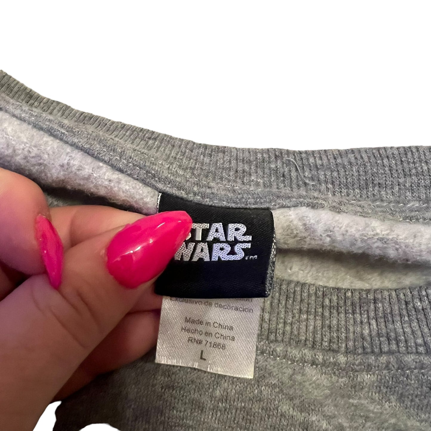 Star Wars Women's Large Gray Crew Neck Sweatshirt Reversible Sequin Darth Vader