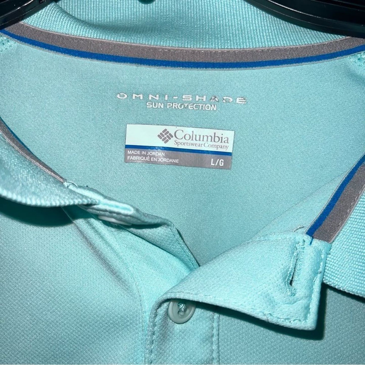 COLUMBIA men’s teal polo size large