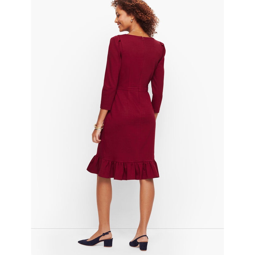 NWT Talbots Petite Burgundy Sheath Dress Size 8 Knee Length Business 3/4 Sleeve