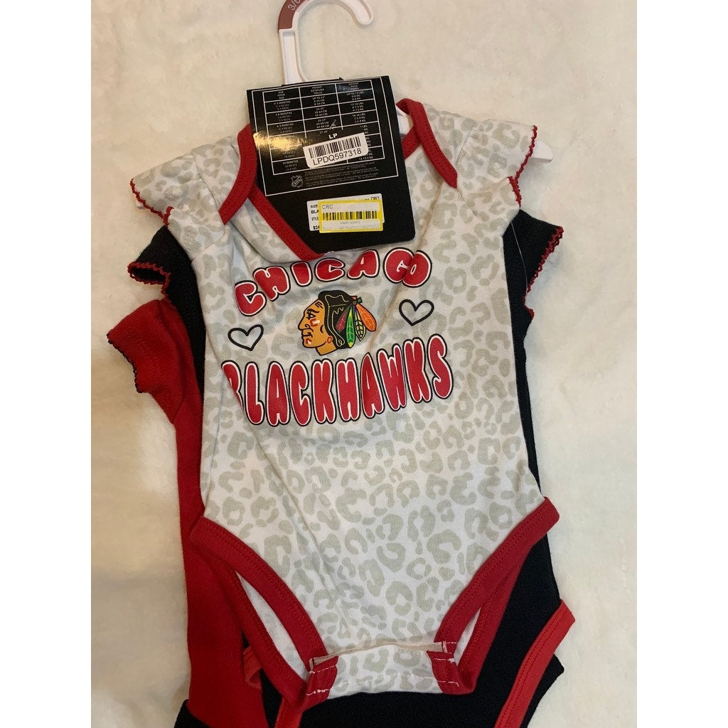 NWT NHL Chicago Blackhawks 3-6 Months Infant 3-Piece Creeper Set Multicolor