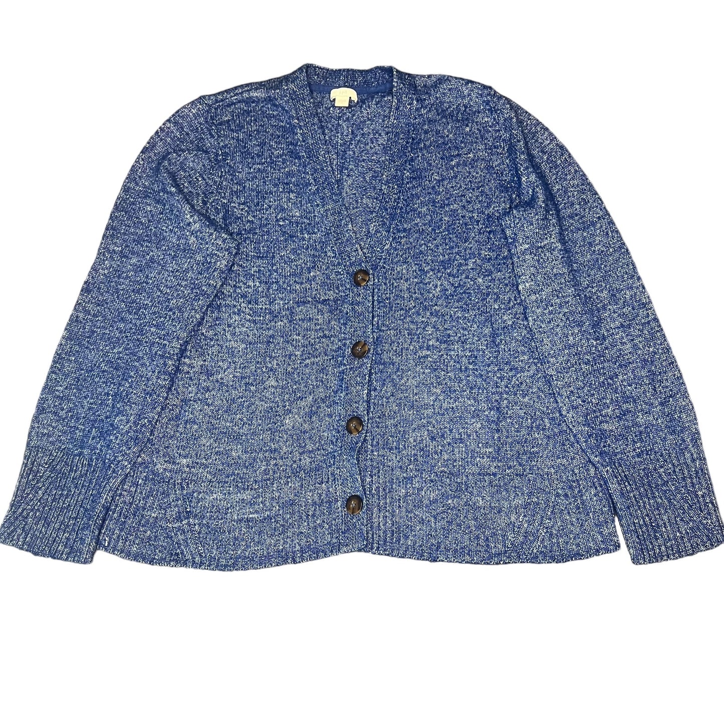 J.Jill Womens Small Blue Heathered Button-Up Cardigan Sweater with Front Pockets