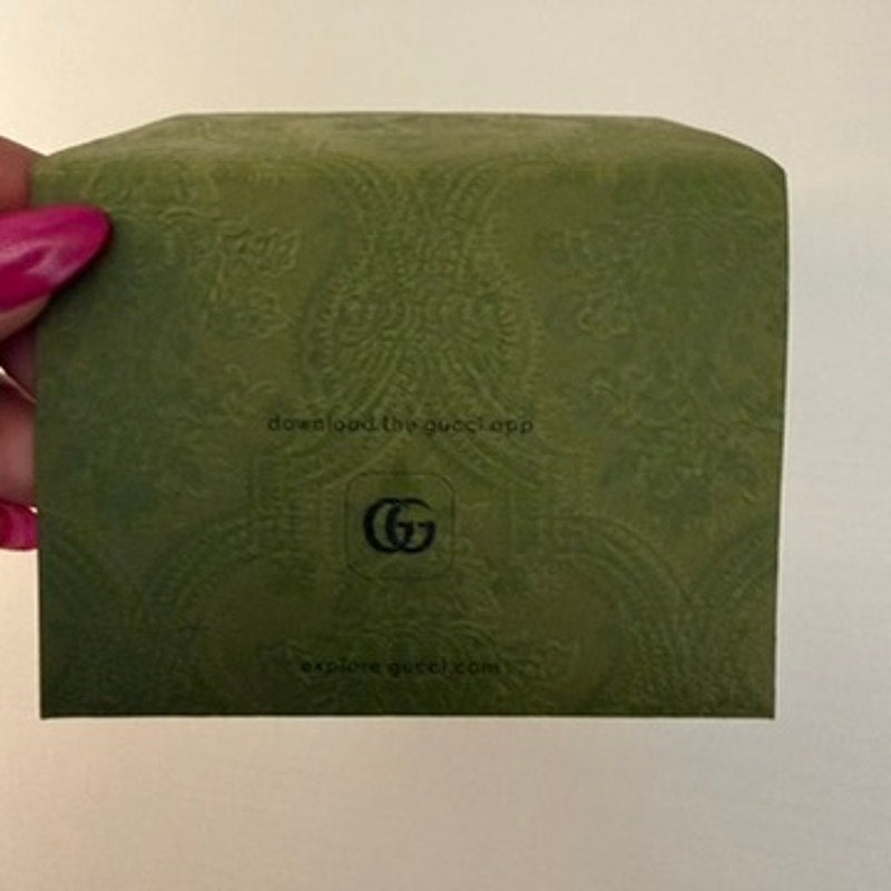 Gucci Gift Card Envelope Holder Green Embossed GG Logo Luxury Note Holder