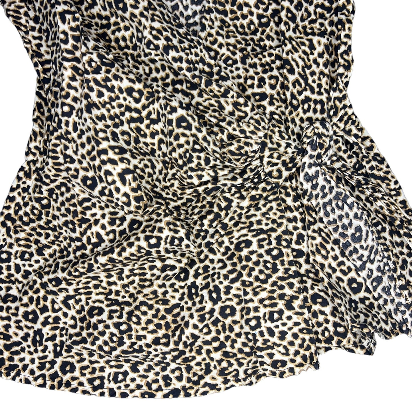 Express Design Studio Women's Medium Sleeveless Leopard Print V-Neck Wrap Blouse