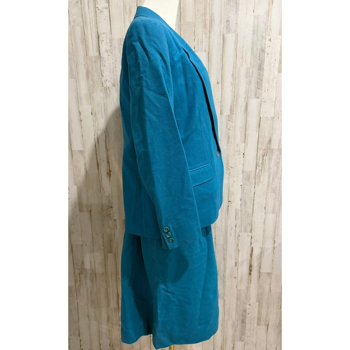 Pendleton Vintage Skirt Suit Womens 12 Teal Blue Green Blazer & Pencil Skirt