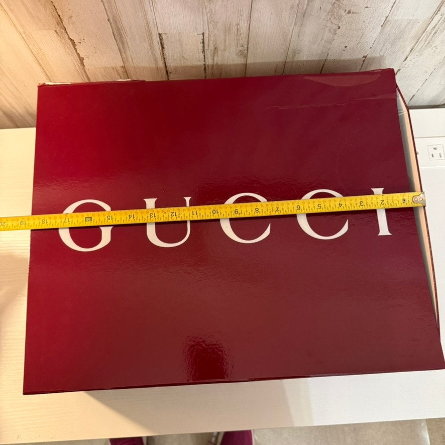 Gucci Large Red Glossy Gift Box White Logo Rigid Display 18x15x6 DAMAGED
