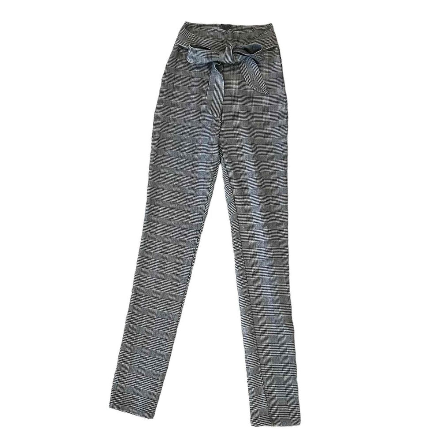 Windsor Women's Houndstooth Plaid Paperbag High Waisted Skinny Pants Size Small