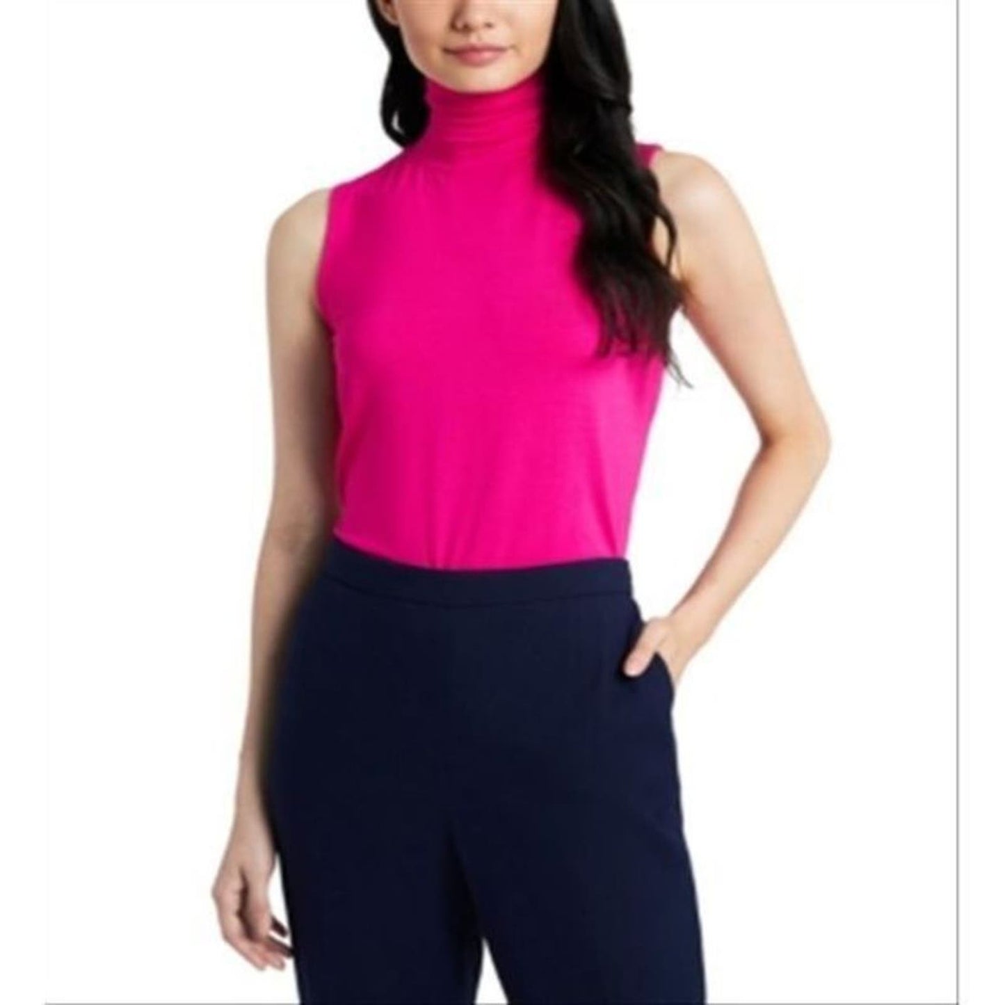 NWT Riley & Rae Women's Pink Sleeveless  Harper Solid Turtleneck Top Size Medium