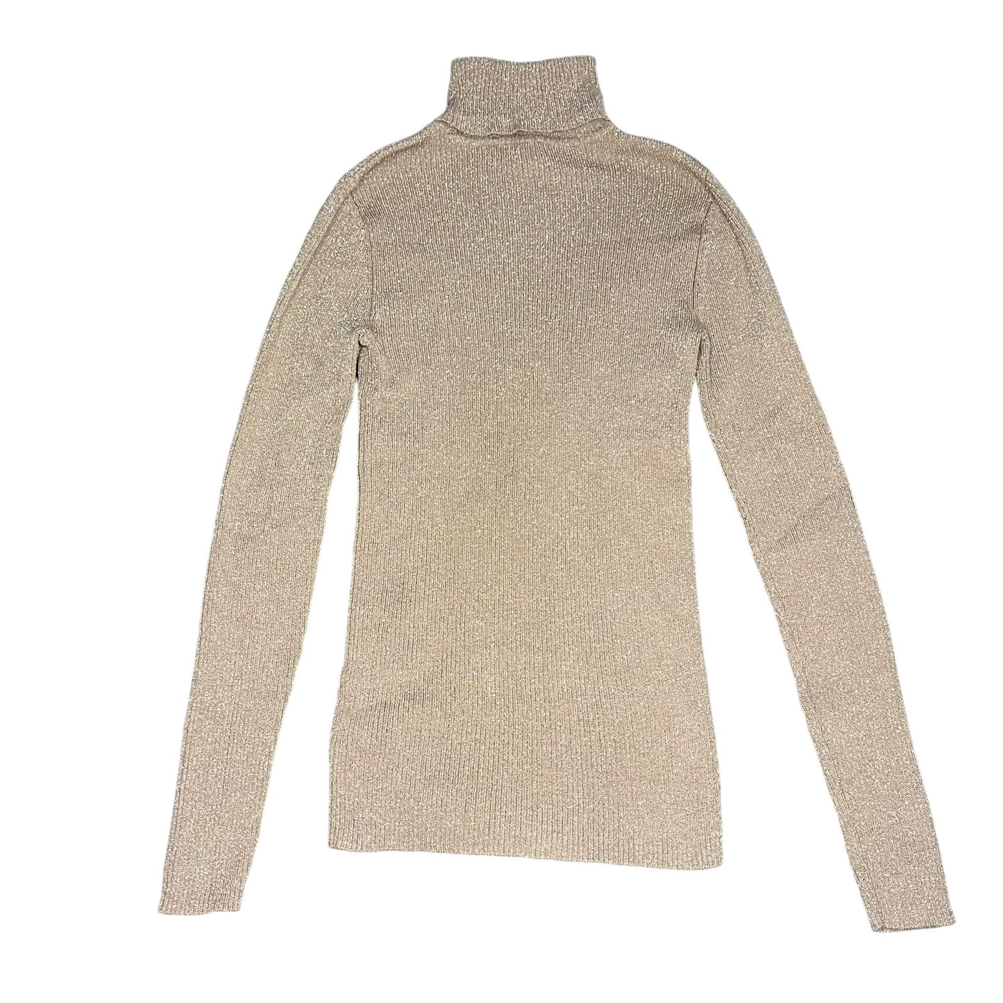 Express Women's Small Beige Ribbed Turtleneck Long Sleeve Pullover Sweater