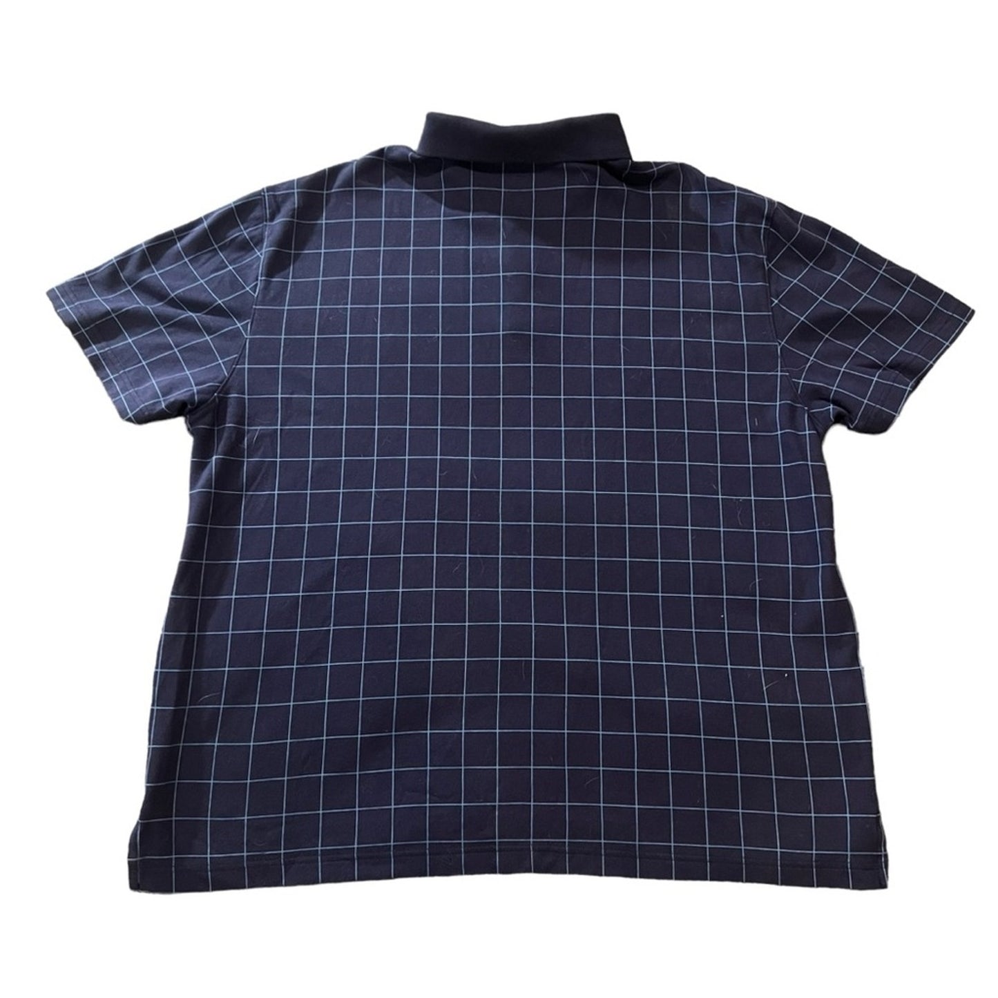 IZOD Polo Shirt Men's 2XL Navy Blue Windowpane Grid Short Sleeve Golf