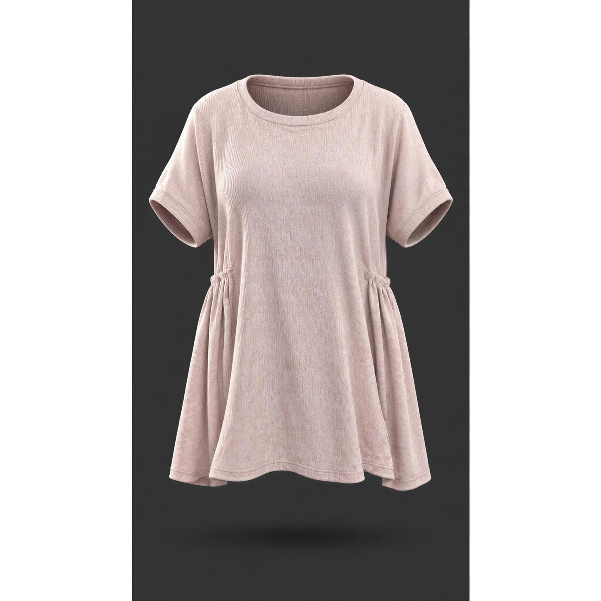 Jade by Jane Tunic Top Womens Small Blush Pink Ribbed Knit Short Sleeve