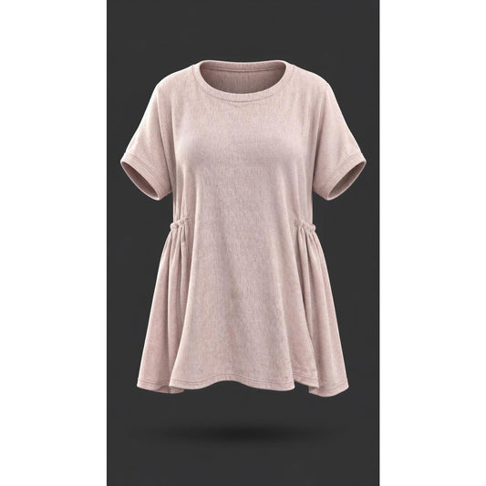 Jade by Jane Tunic Top Womens Small Blush Pink Ribbed Knit Short Sleeve