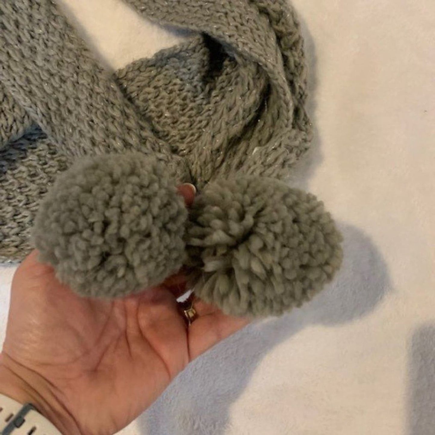 Rampage Shimmer Grey/Silver Knit Scarf EUC