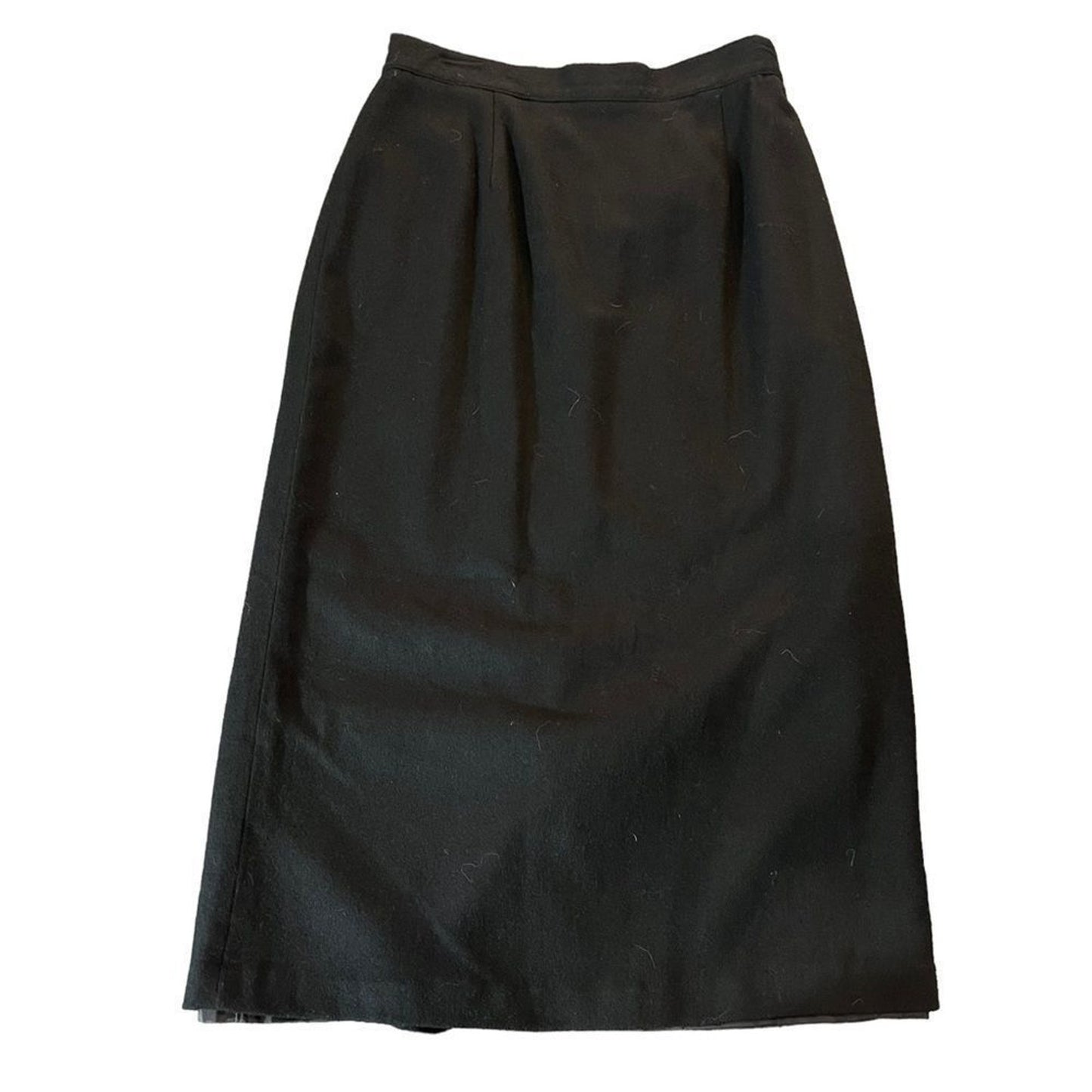 Sag Harbor Petite Skirt Womens 12P Black Wool Midi Pencil Lined Pleated Back