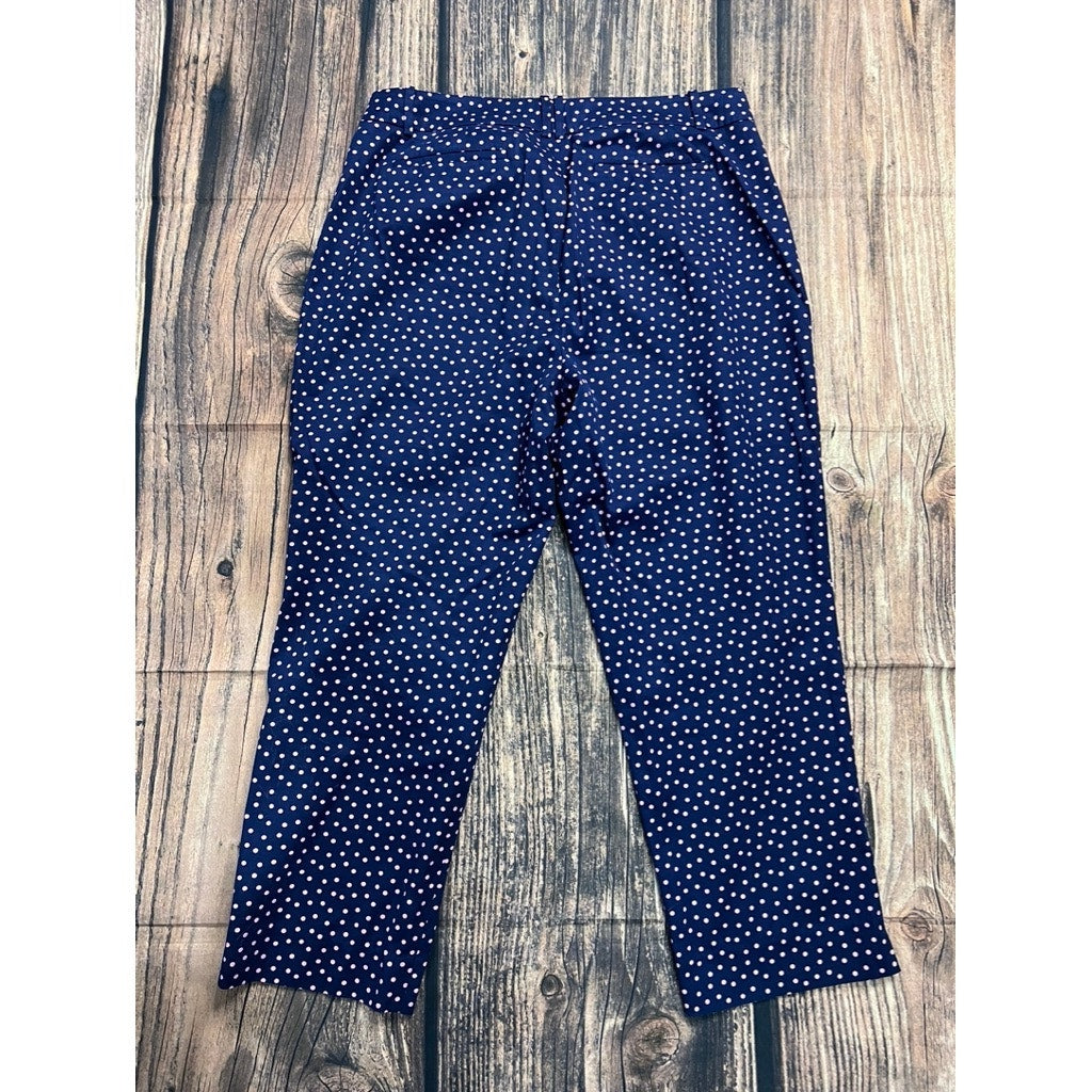 Talbots Women's Curvy Fit Polka Dot Crop Pants Size 12 Navy Pink