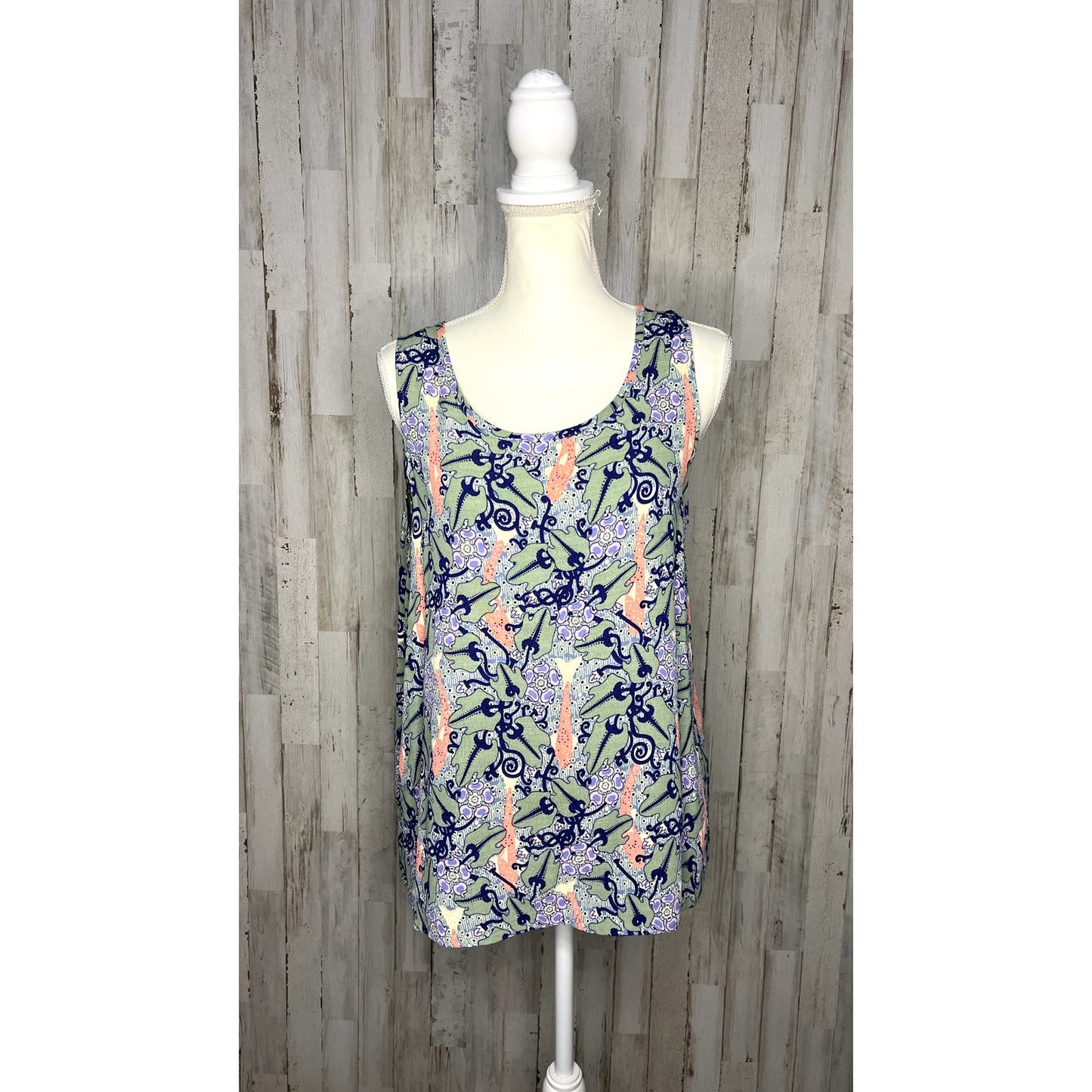 FLAX by Jeanne Engelhart Women's Floral Tank Top Small Multicolor Summer