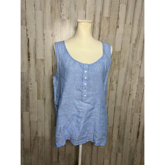 Jones New York Women's Blue Linen Sleeveless Tank Top Size Large Casual