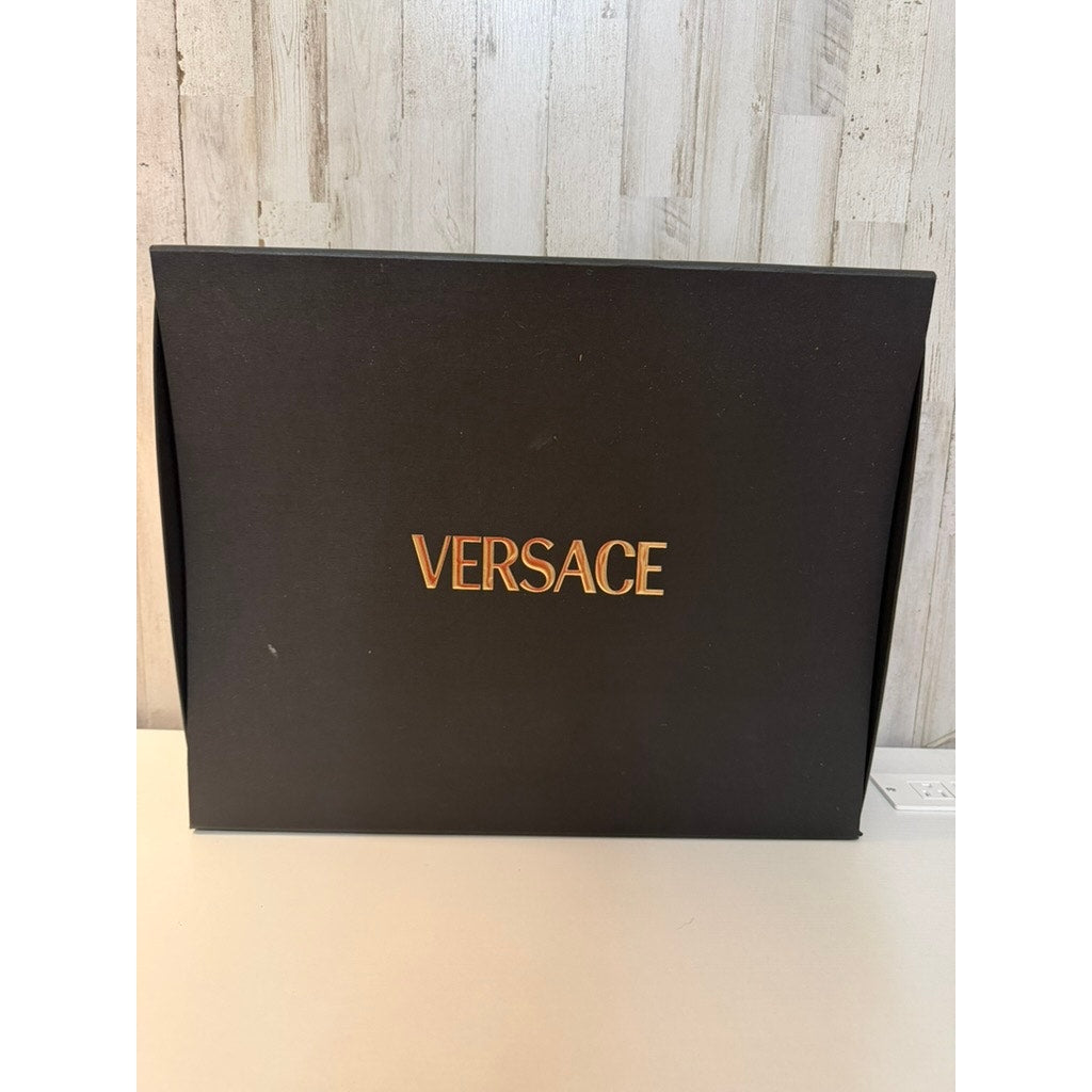 Versace Large Matte Black Gift Storage Box Lift-Off Lid Gold Logo Empty 18x15x5