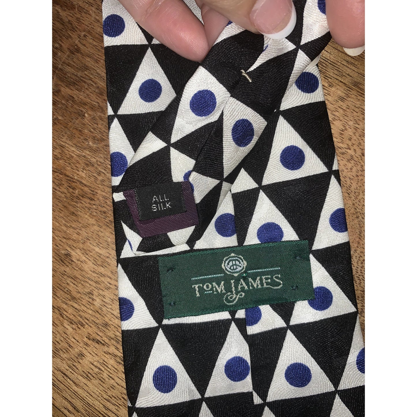 Tom James Men's Silk Geometric Designer Tie Multicolor