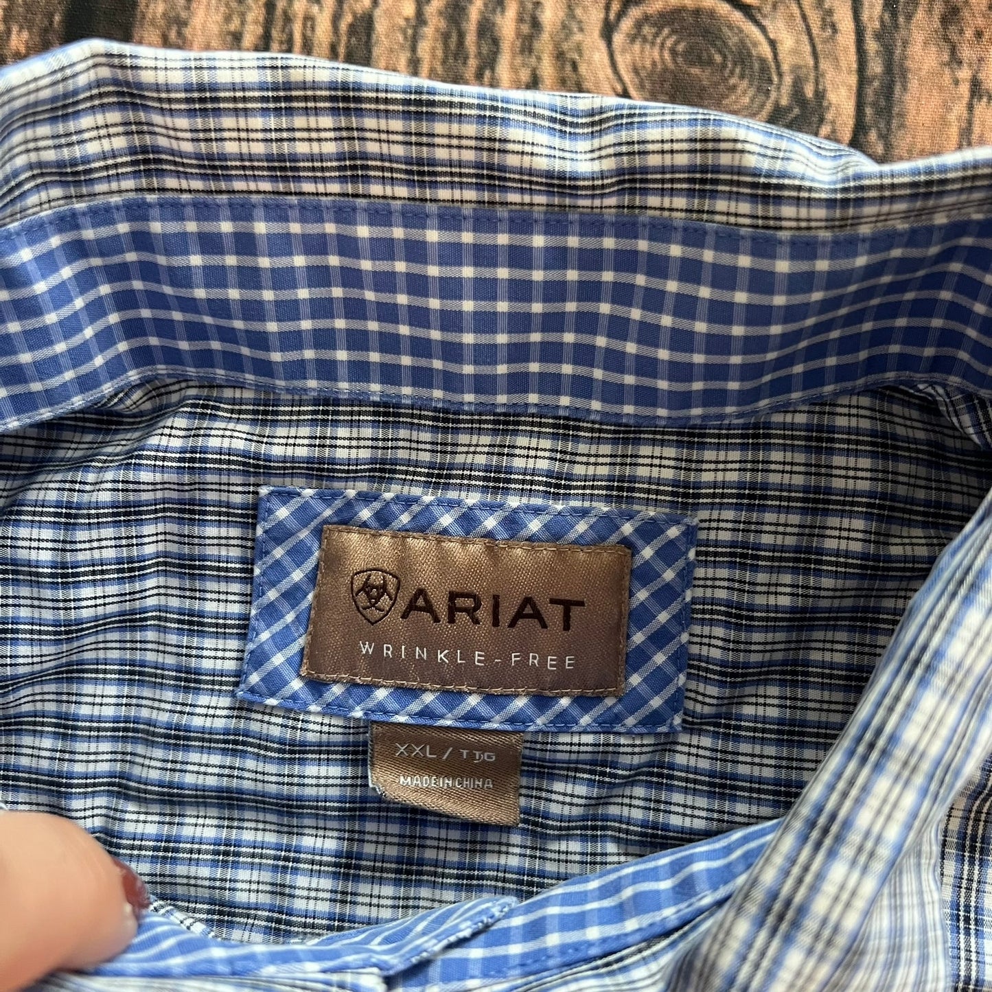 Ariat Men's 2XL Blue Plaid Wrinkle-Free Long Sleeve Button Down Shirt