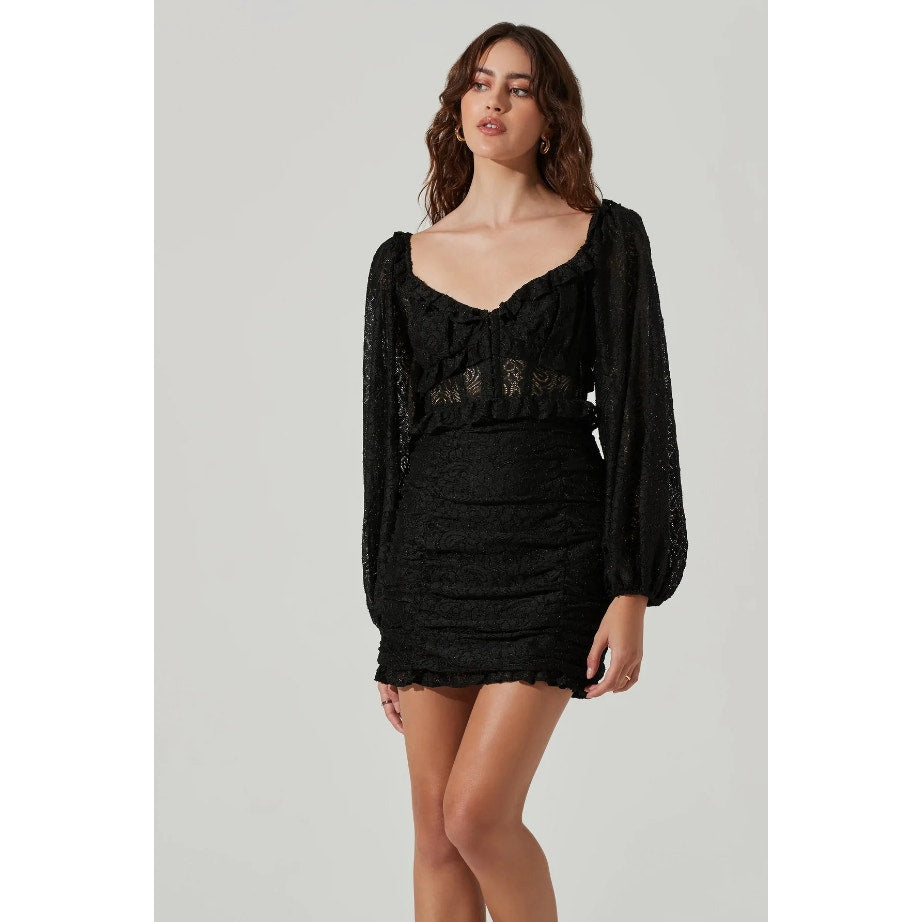 NWT ASTR the Label Women's Black Lace Mini Dress Size XS Party Cocktail