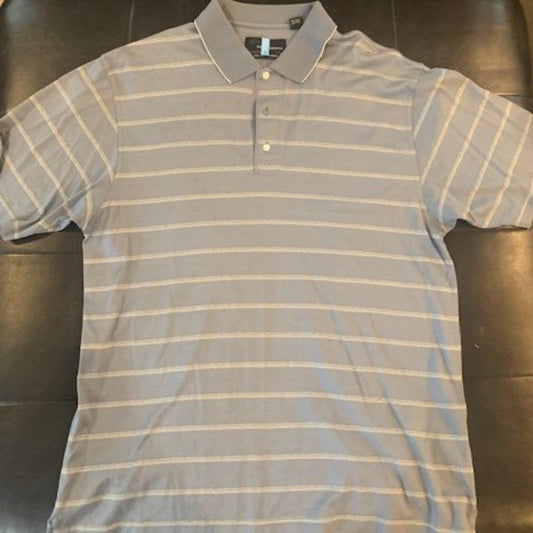 Greg Norman grey polo golf shirt L EUC