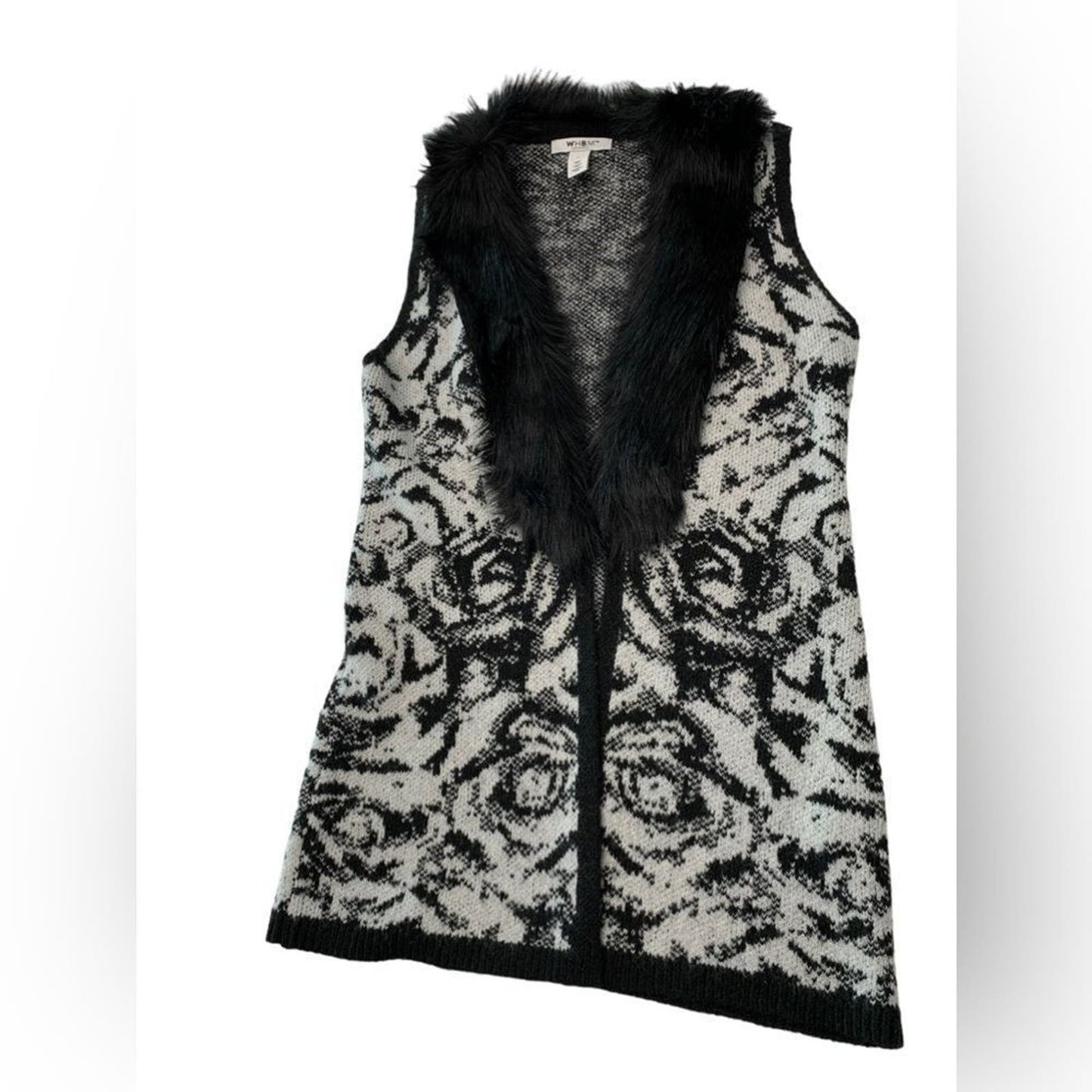 White House Black Market Shimmer Faux-Fur Sweater Vest Size Small