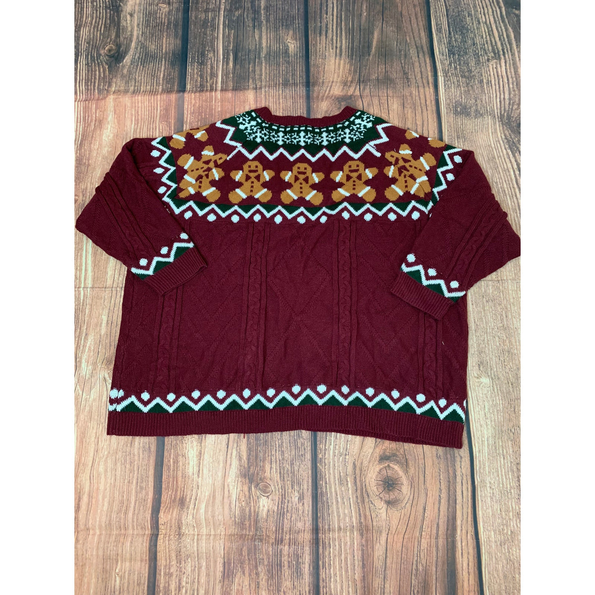 BloomChic Sweater Womens Plus Size 26 Maroon Green Fair Isle Christmas