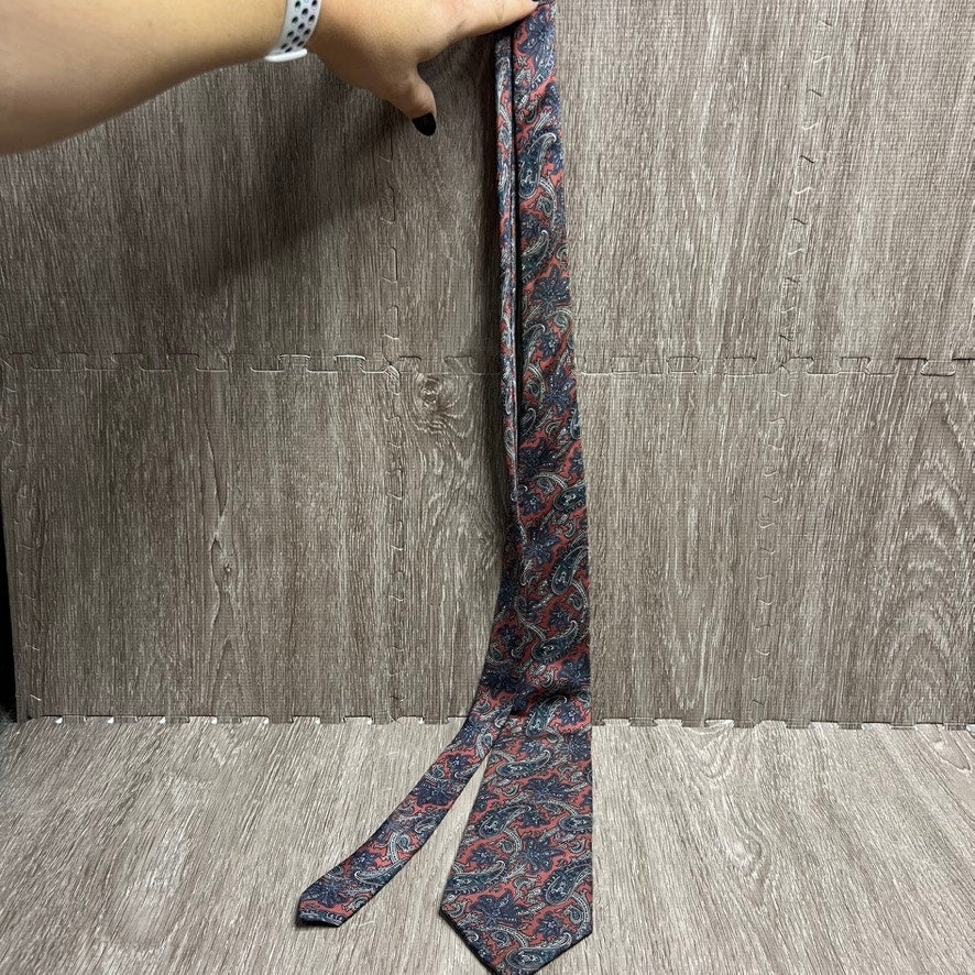 Christian Dior Monsieur Vintage Silk Tie Red Blue Paisley Men's