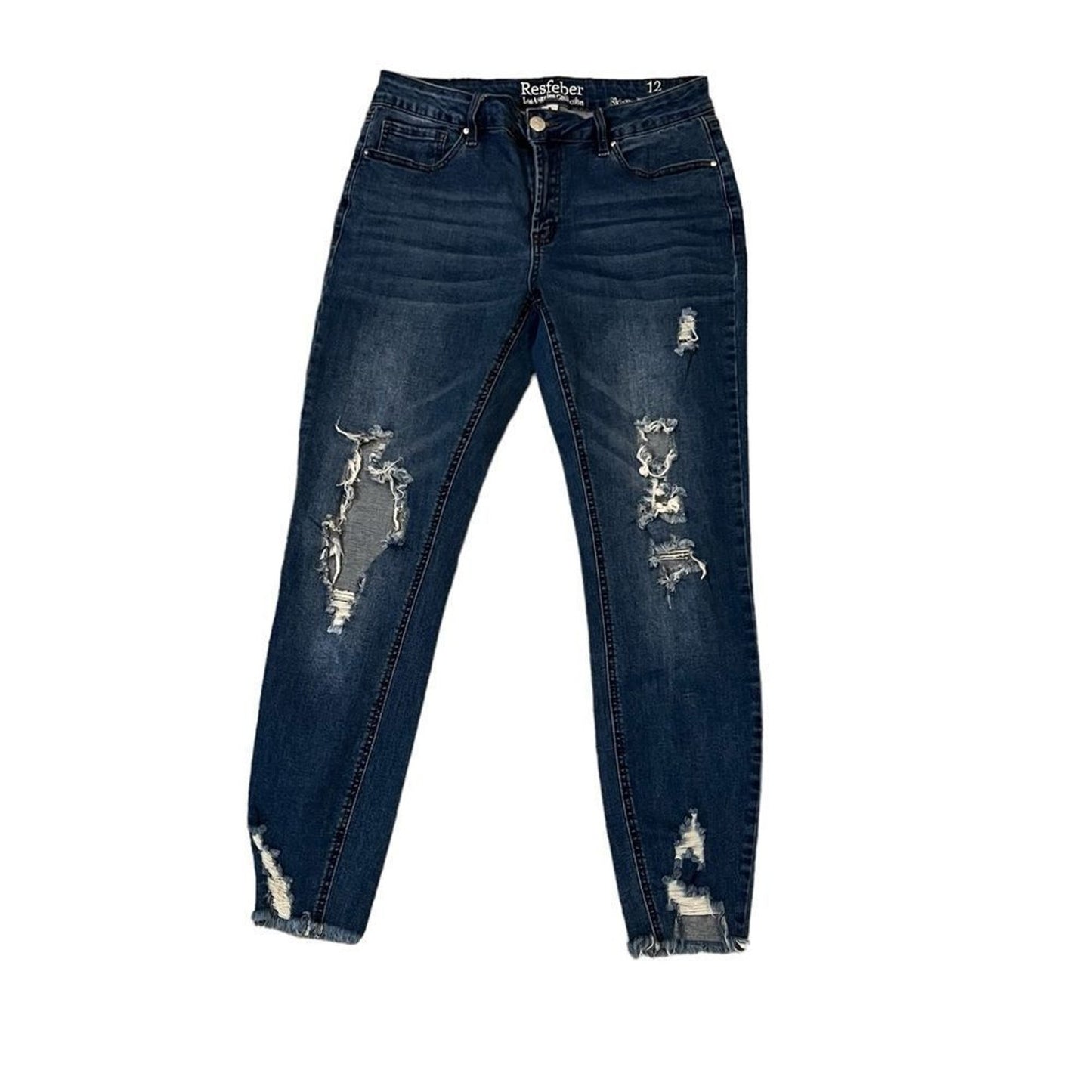 Resfeber Los Angeles Collection Jeans Womens Size 12 Dark Wash Distressed