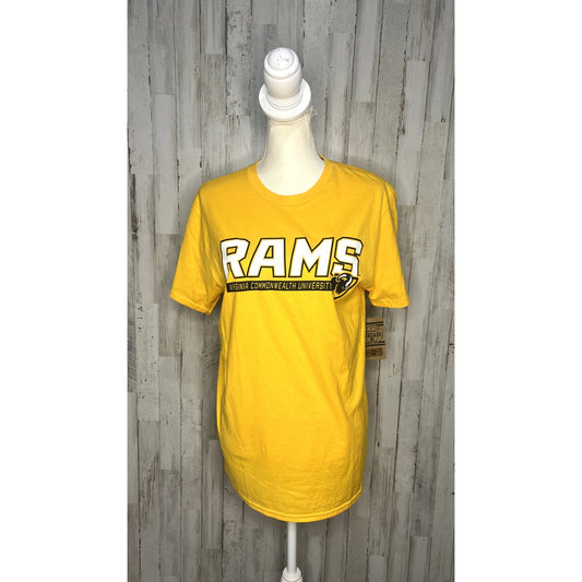 NWT VCU Rams Yellow T-Shirt Unisex Medium School Spirit Sports Graphic Print