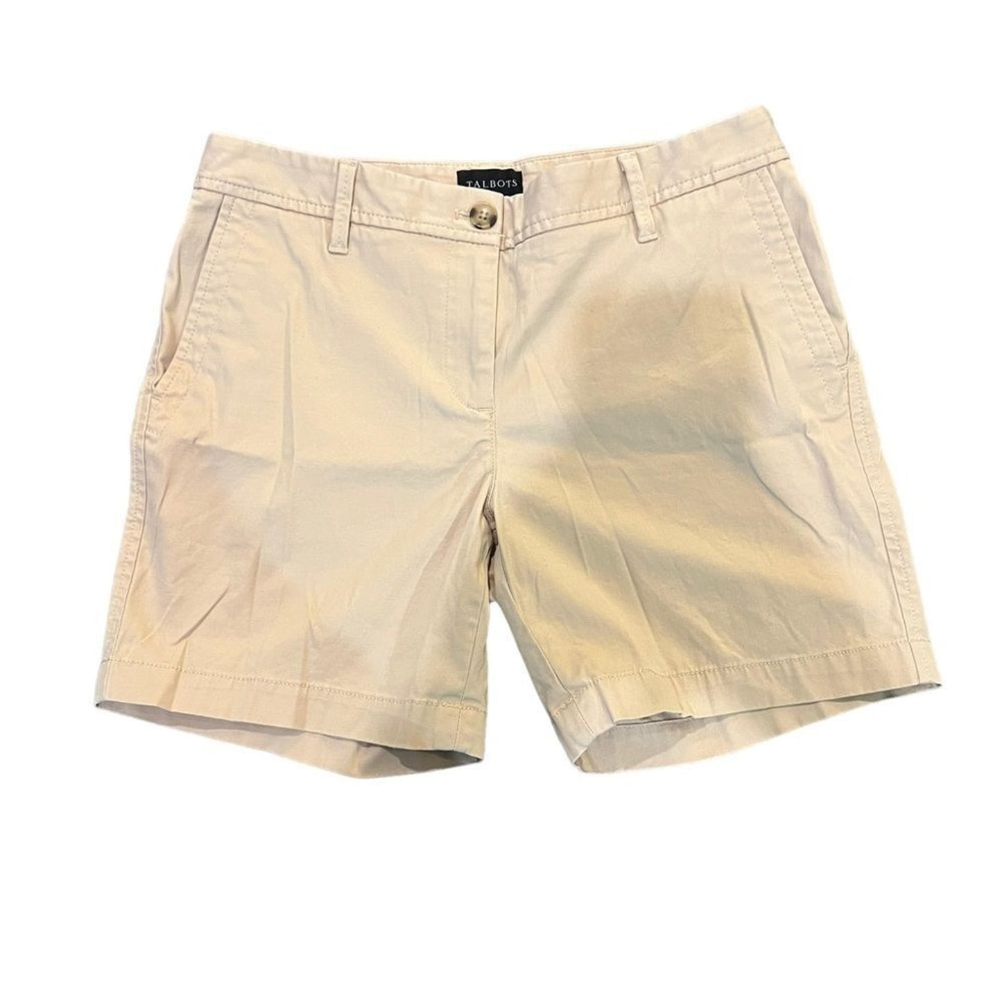Talbots Chino Bermuda Shorts Womens 2P Petite Beige Relaxed Fit 6 Inseam
