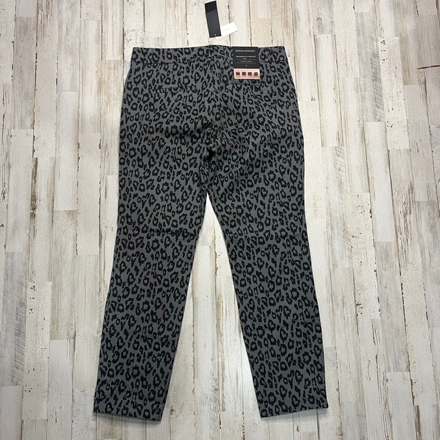 NWT Banana Republic Women's Sloan Leopard Print Pants Size 8 Gray & Black