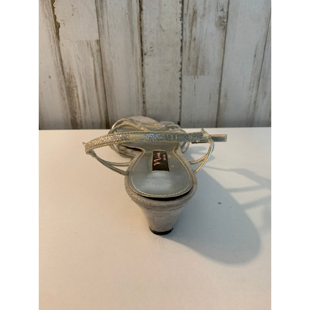 Nina Bibiana Wedge Sandals Womens 7.5 Silver Glitter