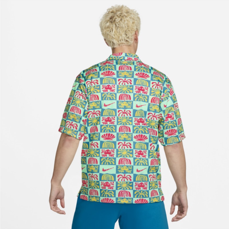 Nike Mesh Button-Up Hawaiian Resort Camp Shirt Men's Small DRI-FIT