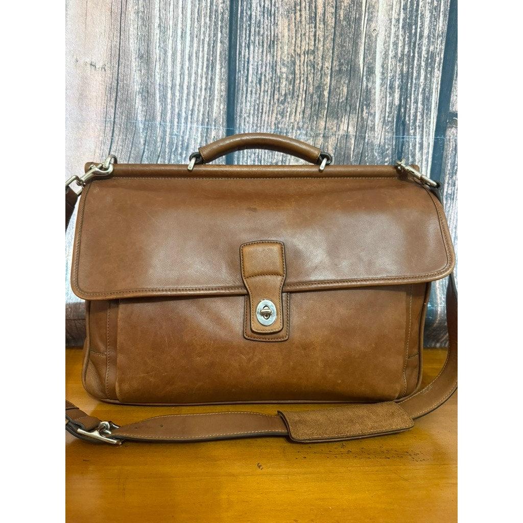 Vintage Coach Barclay Saddle Briefcase Brown Leather Unisex Bag