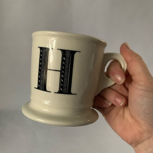 Anthropologie // Black Monogram H Coffee Mug EUC