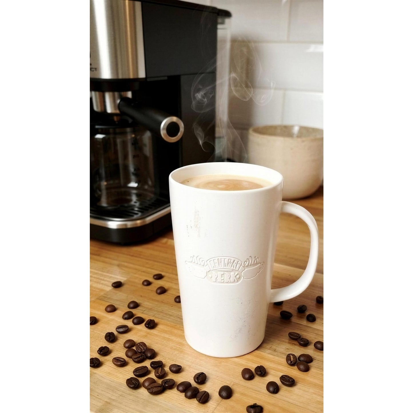 Friends TV Series Central Perk Embossed Coffee Mug Cup White